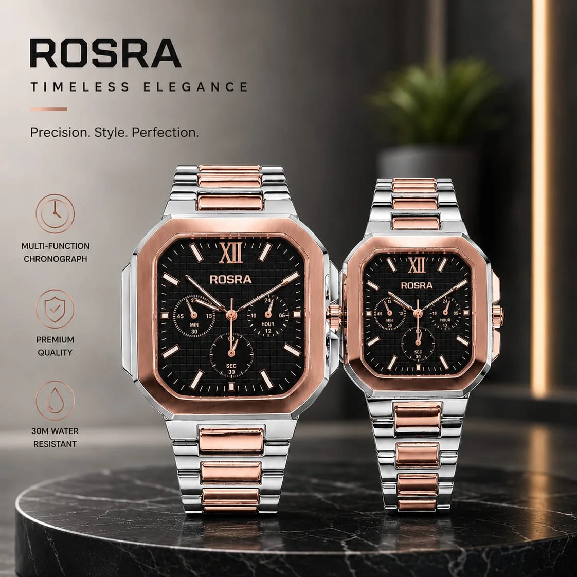 Rosra Timeless Elegance Chronograph Watch Set