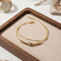 Stainless Steel Double Layer Bead Chain Bracelet  - Each