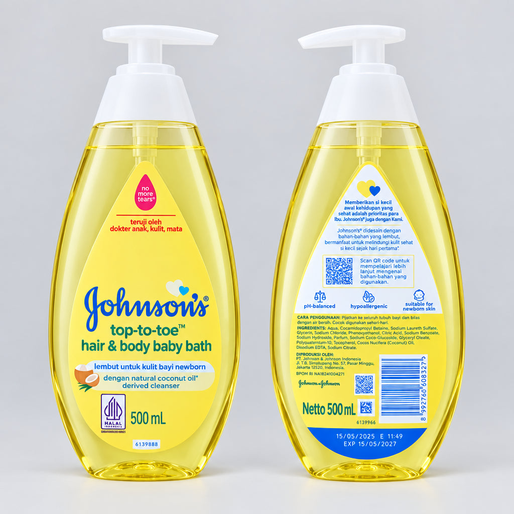 Johnson's Top To Toe Baby Hair & Body Bath - 500 mL