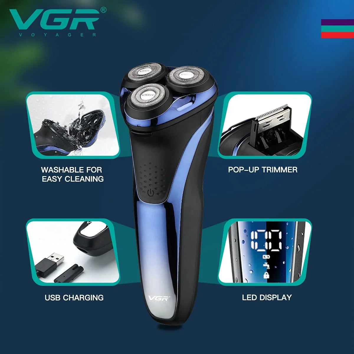 VGR V-306 Wet & Dry 3 Head Electric Shaver