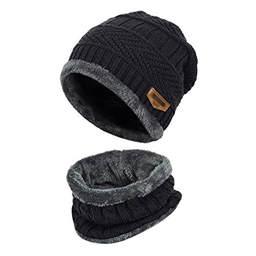 Winter Beanie Hat Cap Neck Warmer Scarf Set