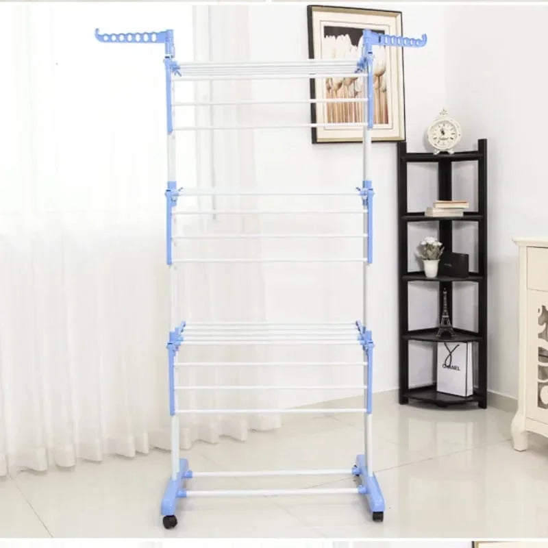 Three Layer Cloth Rack with Stainless Steel Rods