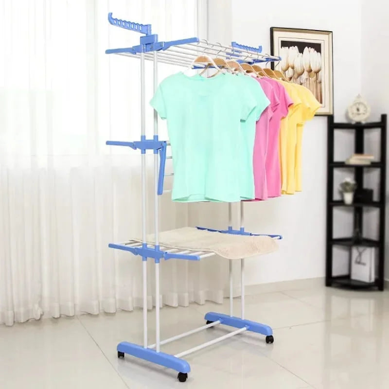 Three Layer Cloth Rack with Stainless Steel Rods