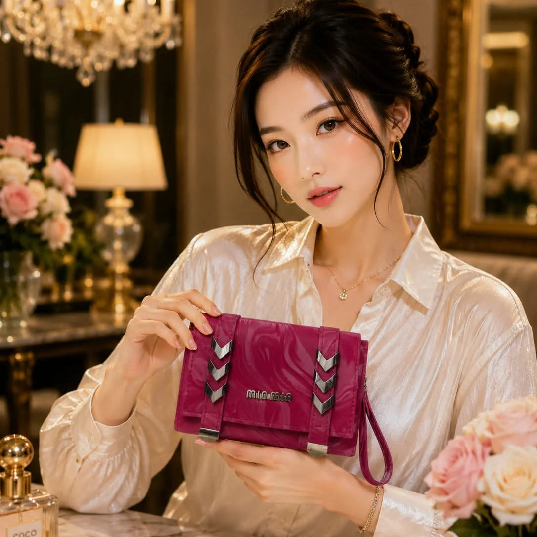 MinMala Glossy Marble Pattern Wristlet Clutch