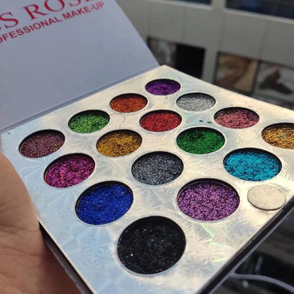 Miss Rose Glitter Eyeshadow Palette - 16 Color