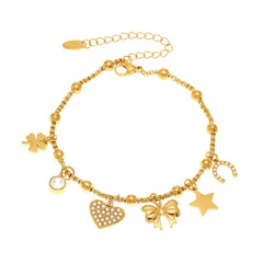 Stainless Steel Zirconia Charm Bracelet