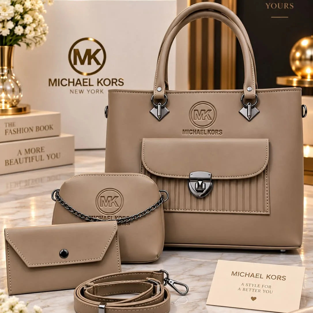 Michael Kors Handbag Set with Crossbody Pouch and Wallet - 3 Piece