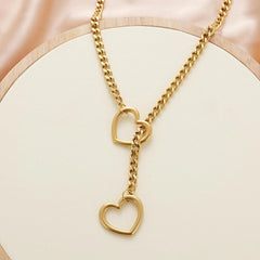 Stainless Steel O-Ring Adjustable Lariat Heart Y-Necklace - Each