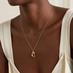 Gold Double Dolphin Pendant Necklace