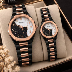 BESTWIN Arabic Numerals Luxury Stainless Steel Couple Watch