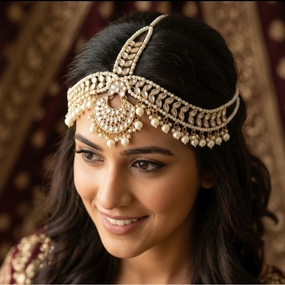 Kundan & Pearl Embellished Bridal Matha Patti