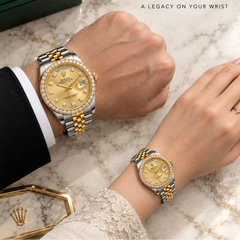 ROLEX Stone Bezel Couple Watch Set