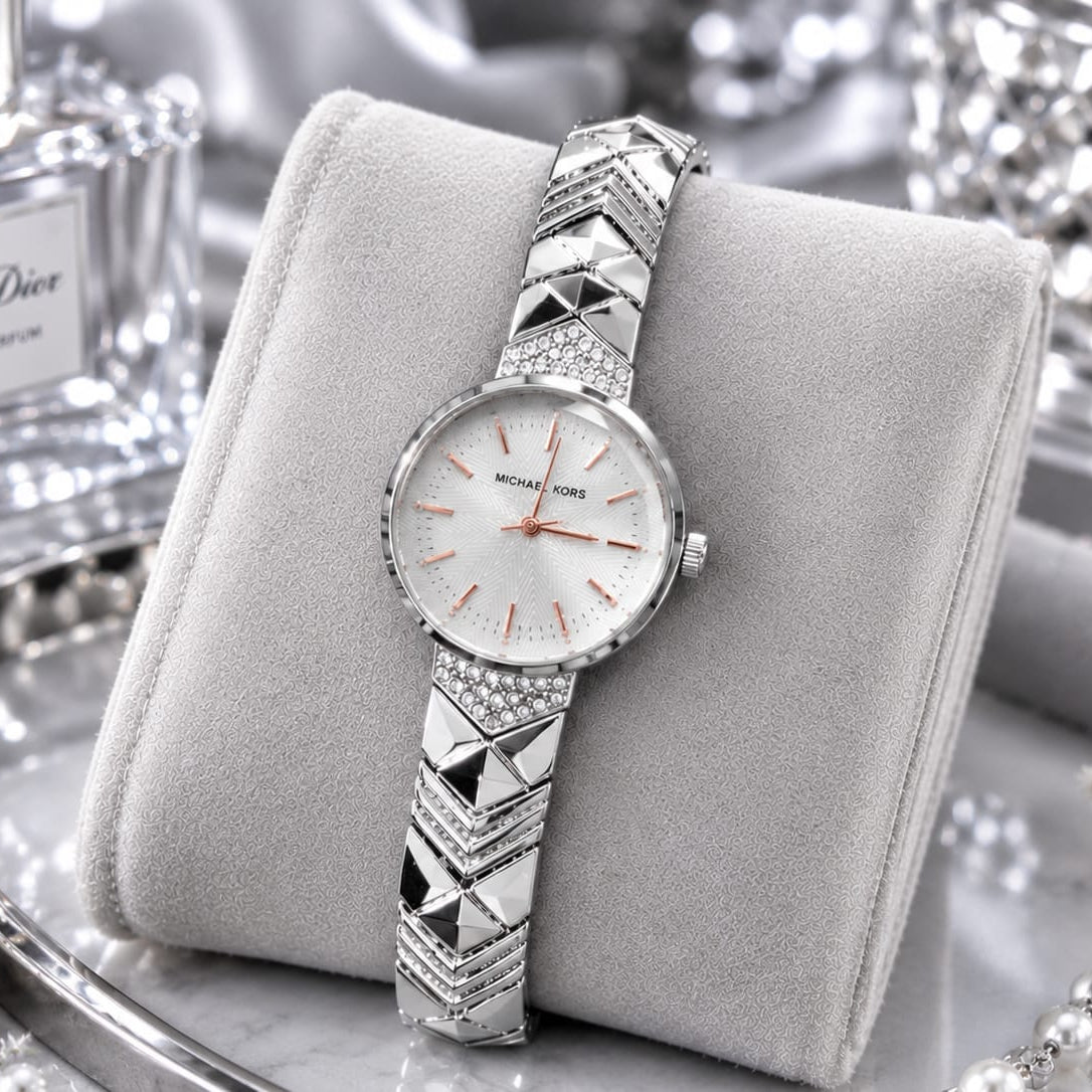 MICHAELKORS Diamond Cut Glass Watch With Box