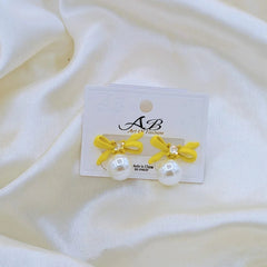 Art of Fashion Bow Earings With Pearl - Each Set