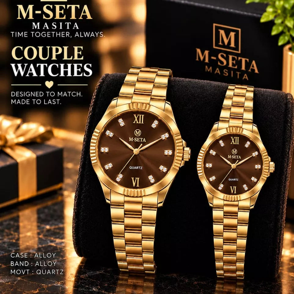 M-Seta Stylish Men’s & Ladies’ Matching Watches = With bOx