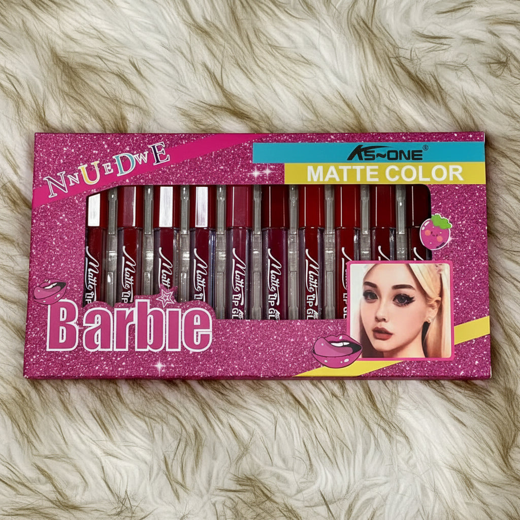Ks-One NNuEdwE Barbie Inspired Matte Color Lip Gloss - Pack of 12