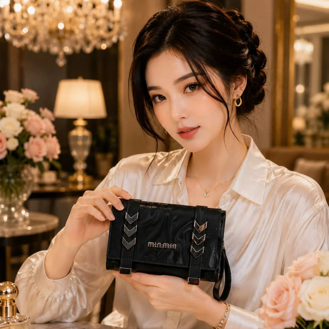 MinMala Glossy Marble Pattern Wristlet Clutch