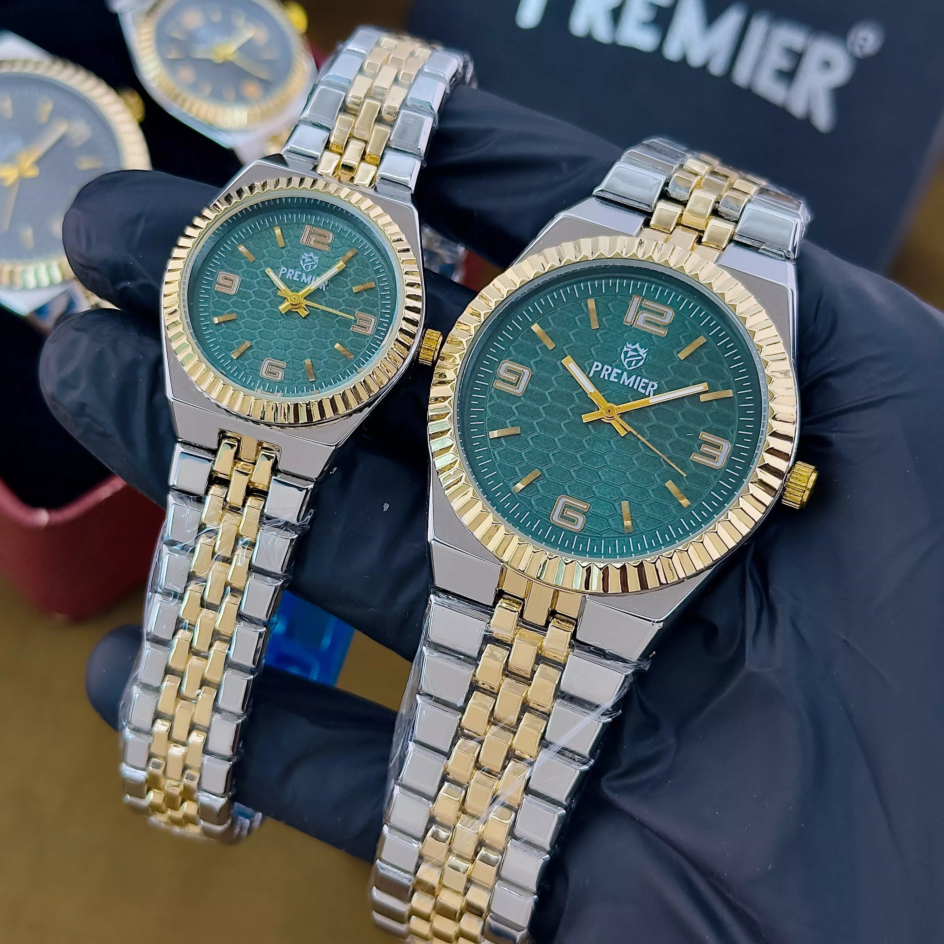 PREMIER Couple Watch Set – Latest Model with Brass Case & Chain