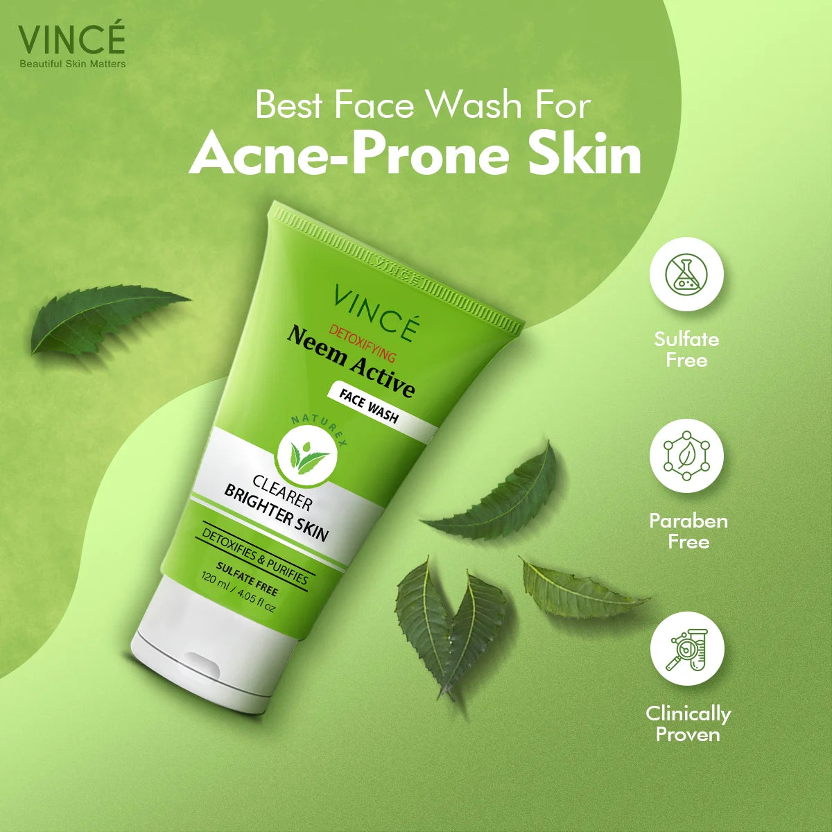 Vince Neem Active Face Wash - 120ml