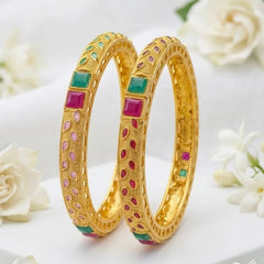 Multi Color Stone Gold Plated Bangles