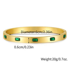 Stainless steel Green stone handcuff