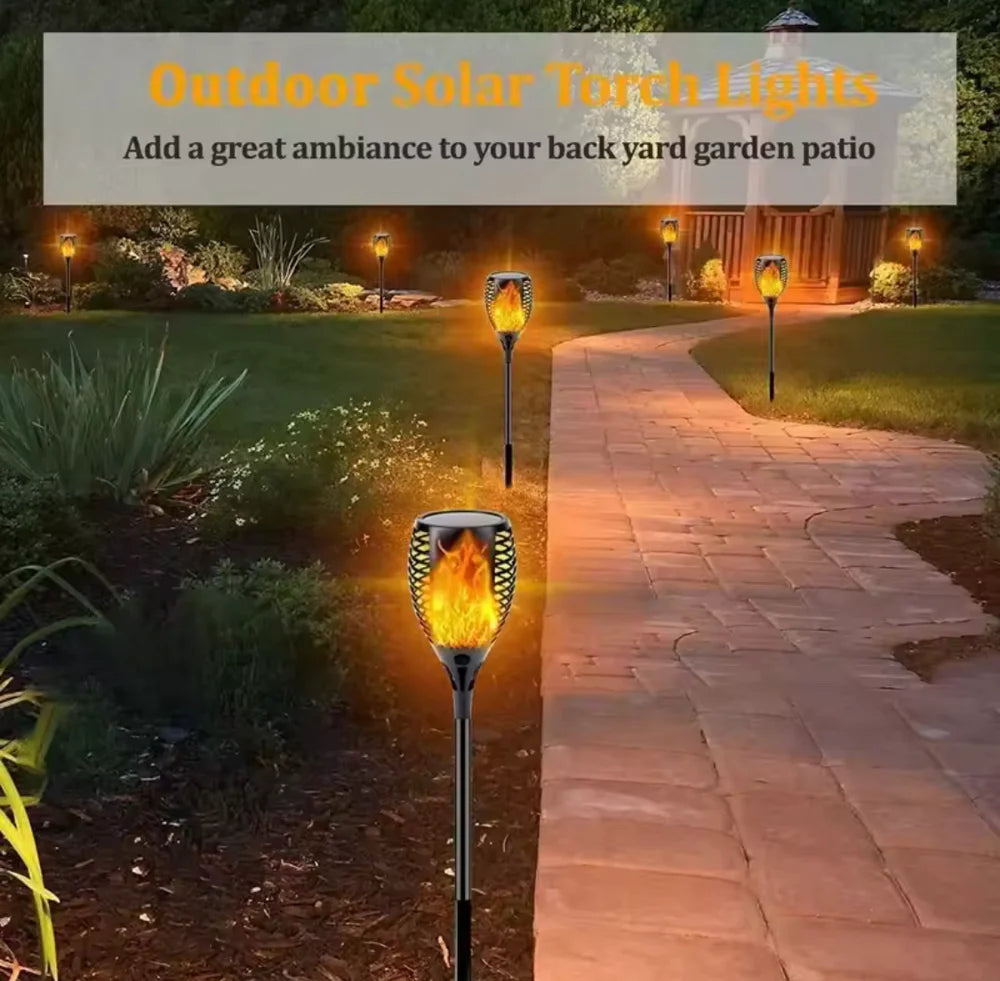 Outdoor Garden Solar Flickering Flame Light, Garden Yard Lamp, LED Garden Torch Lights