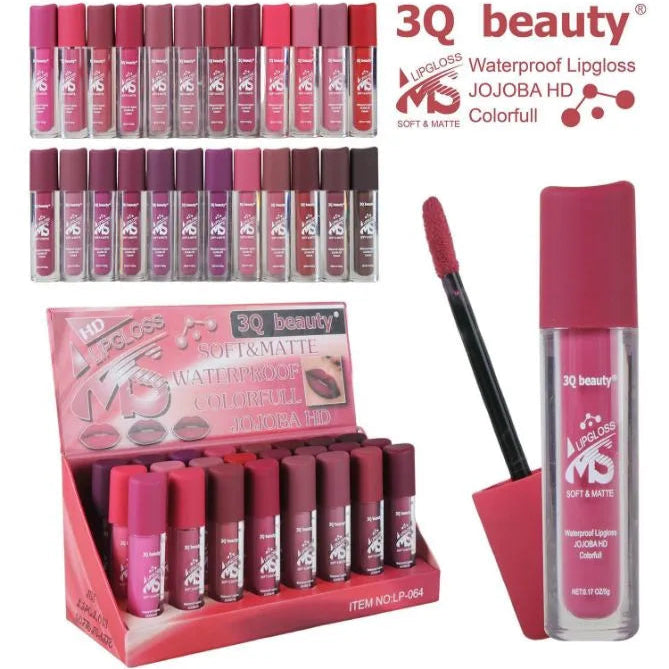 3Q Beauty Waterproof Matte Lip Gloss 24 Pcs set