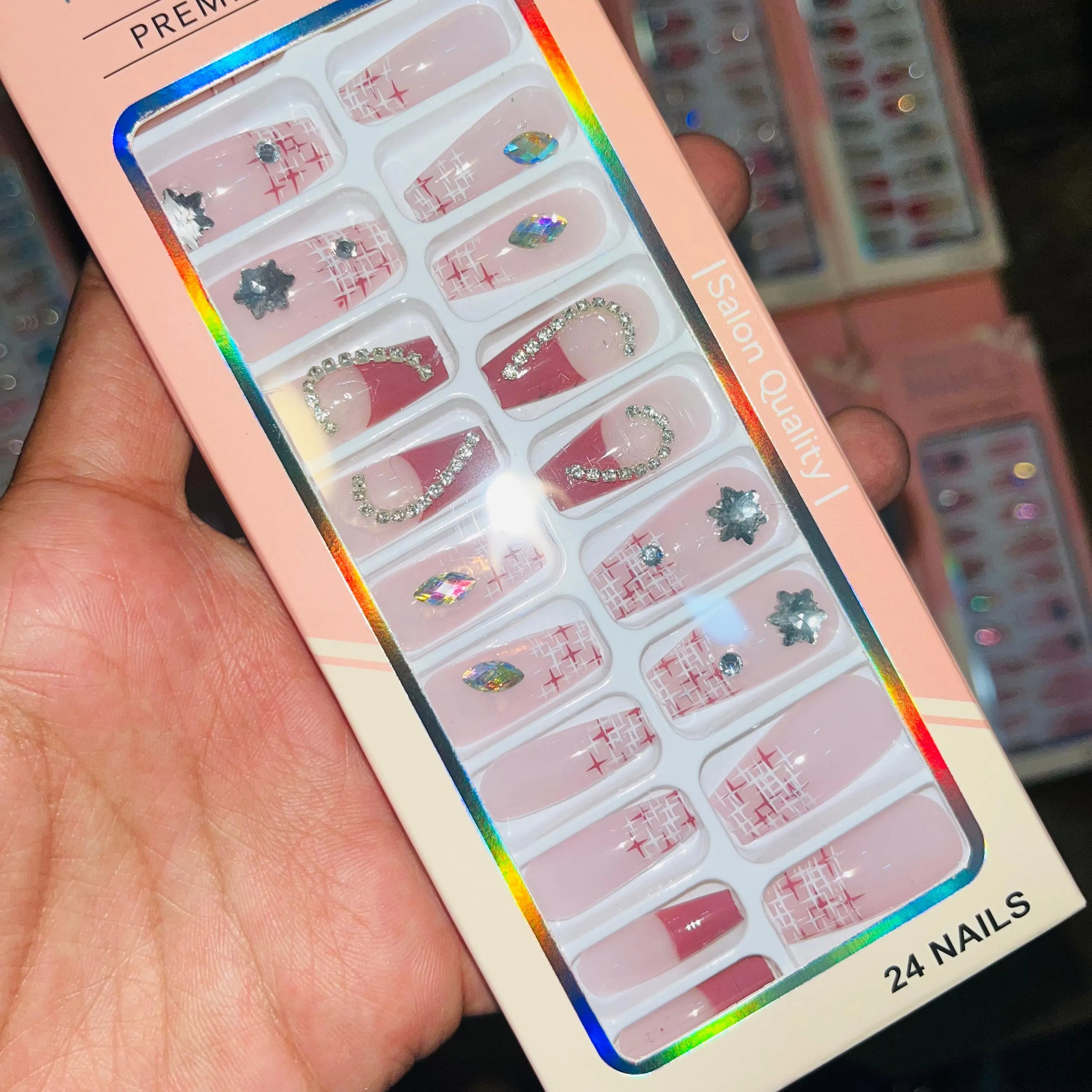 Professional Premium Series Artifical Nails With Free Stickers (24Pcs)