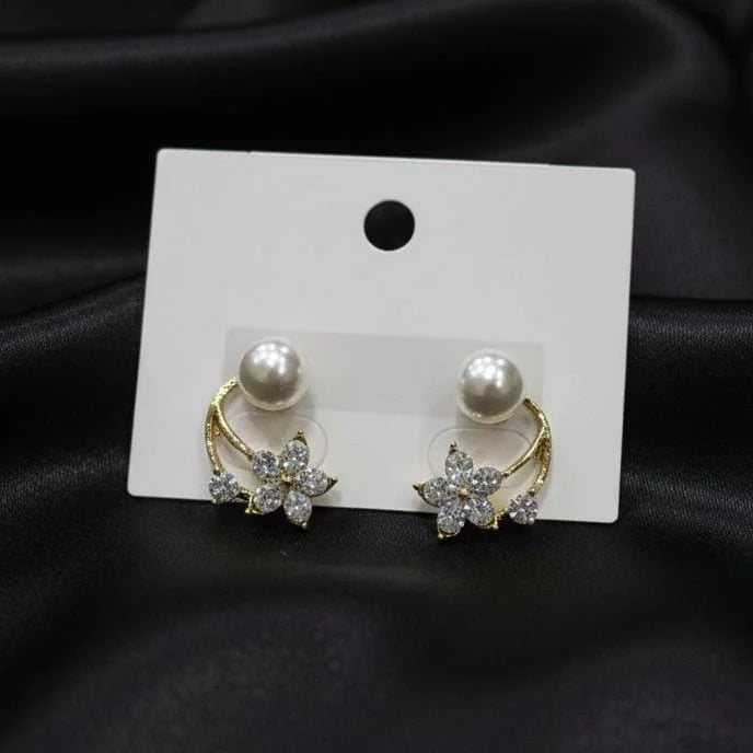 Luxury Pearl Butterfly Earrings – Gold-Tone Stainless Steel