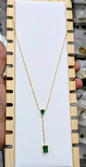 Stainless Steel pear-shaped green drop stone  pendant - Each
