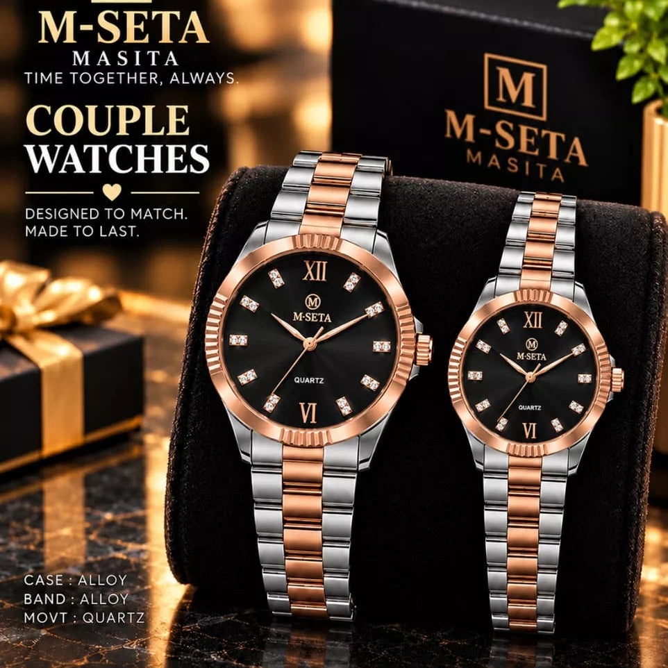 M-Seta Stylish Men’s & Ladies’ Matching Watches = With bOx