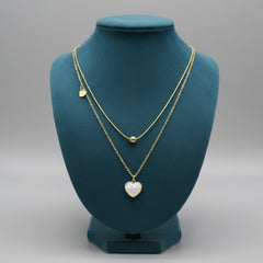 stainless steel Double Layer Heart Pendant Necklace - Each