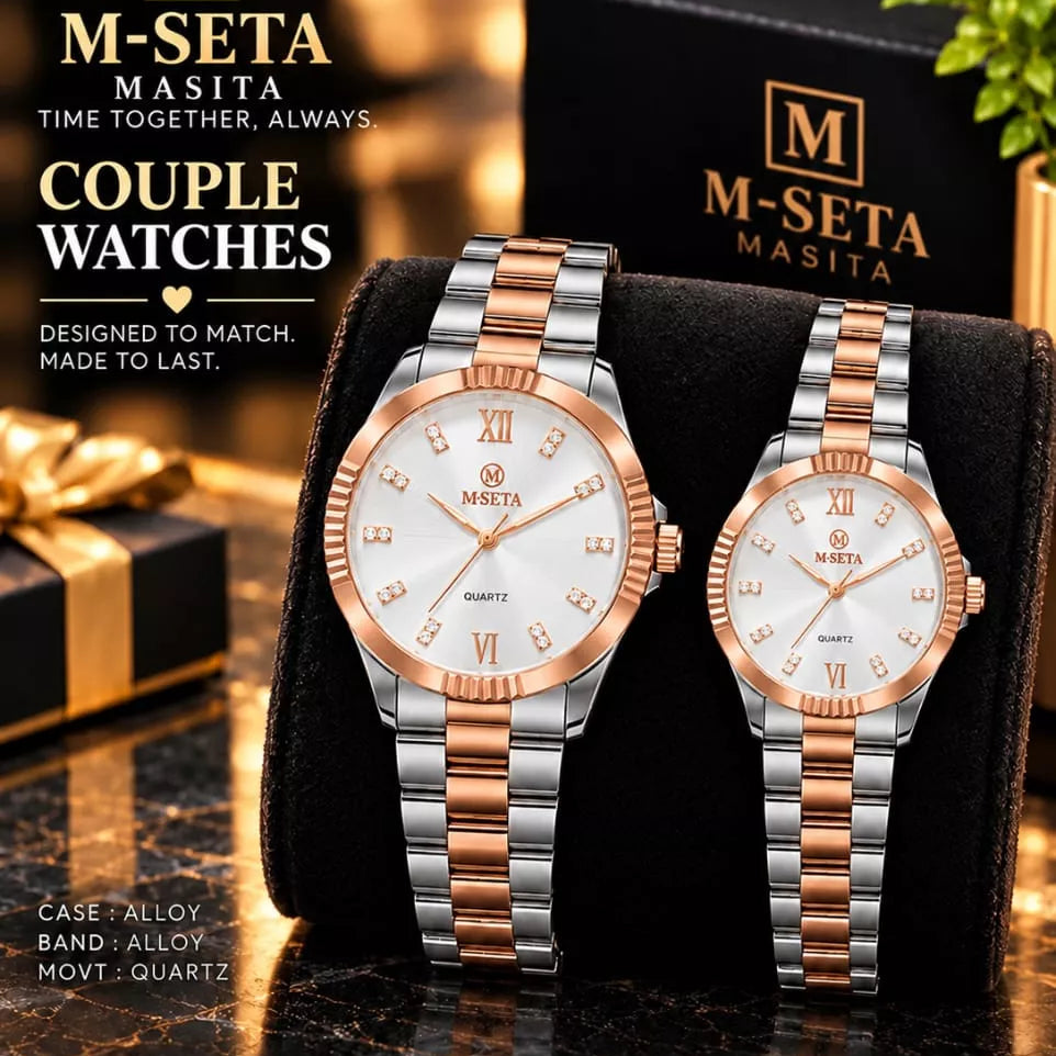 M-Seta Stylish Men’s & Ladies’ Matching Watches = With bOx