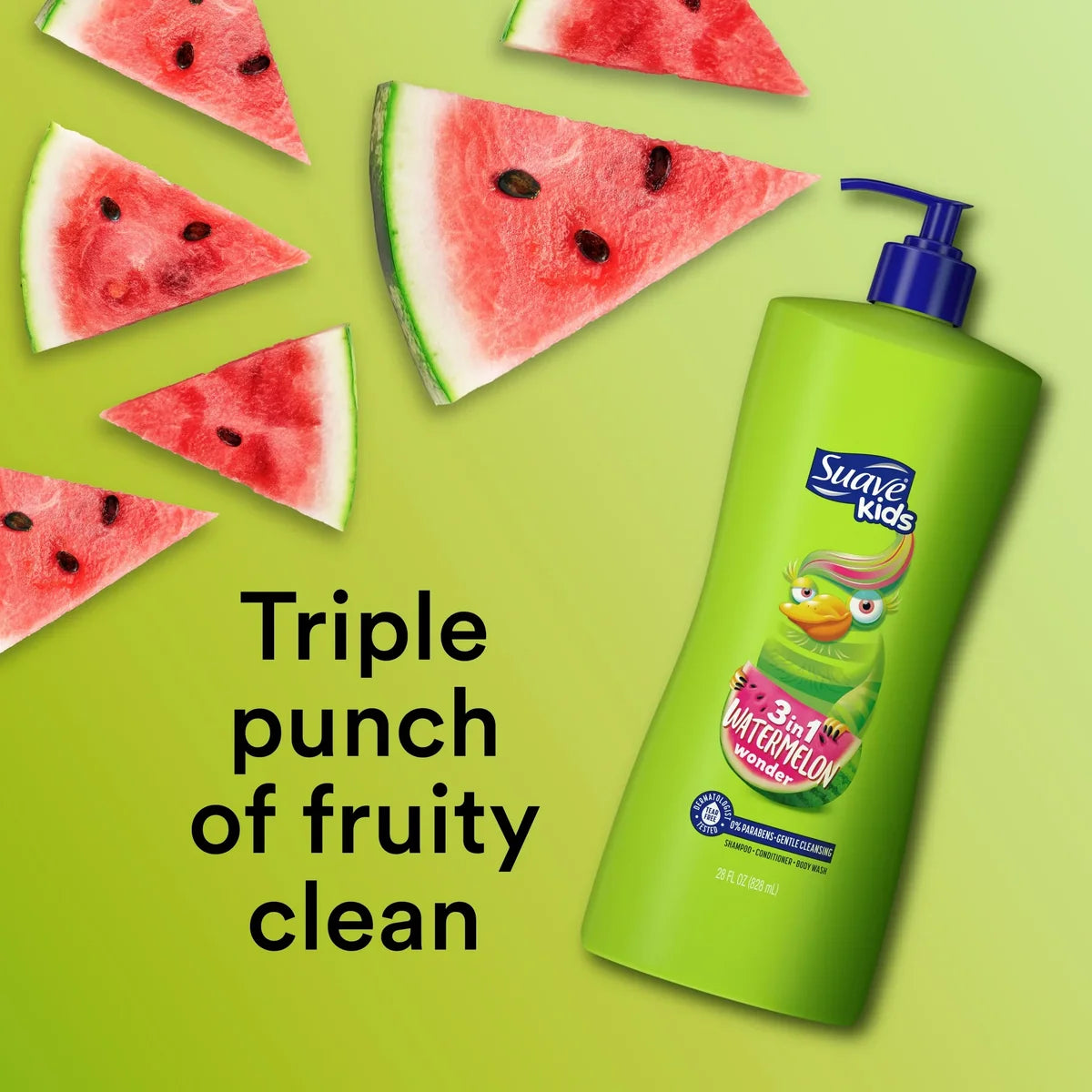 Suave Kids 3-in-1 Watermelon Wonder Shampoo, Conditioner, Body Wash - 532ml