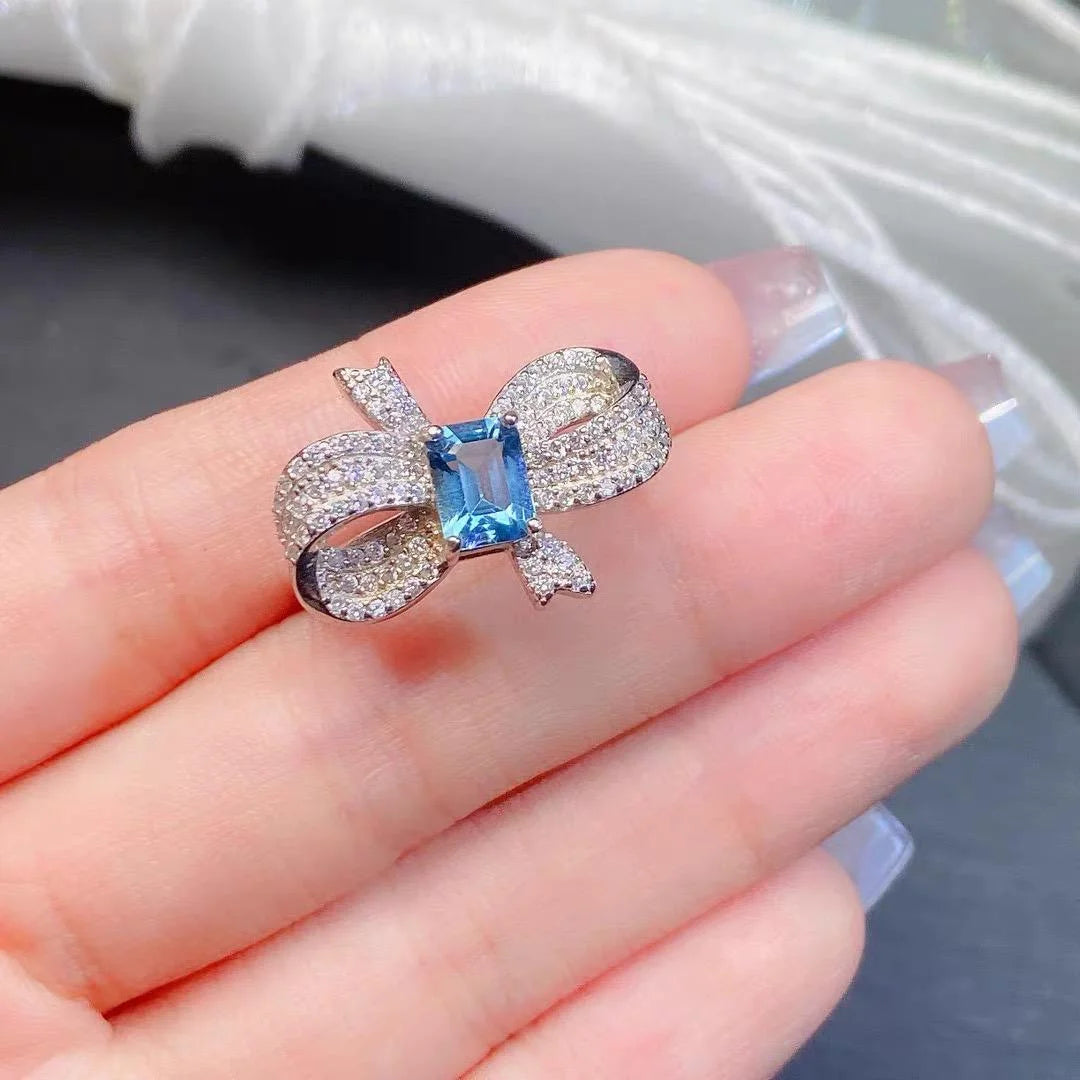Ribbon Bow Gemstone Ring - Each