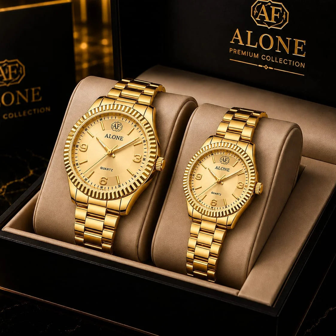 Alone Premium Collection Stainless Steel Couple Watch Set