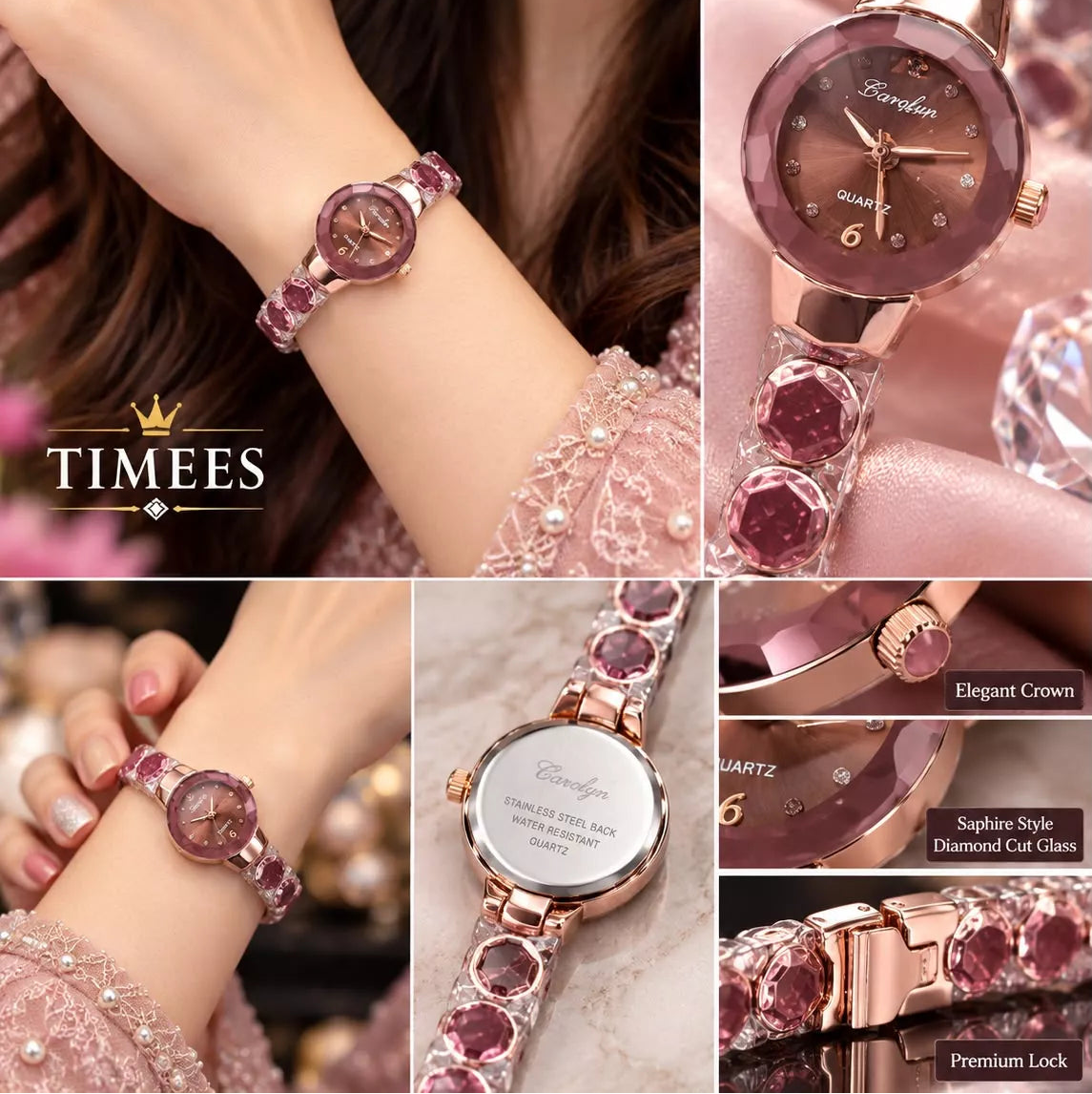 Timees Sapphire Style Ladies Watch - With Box