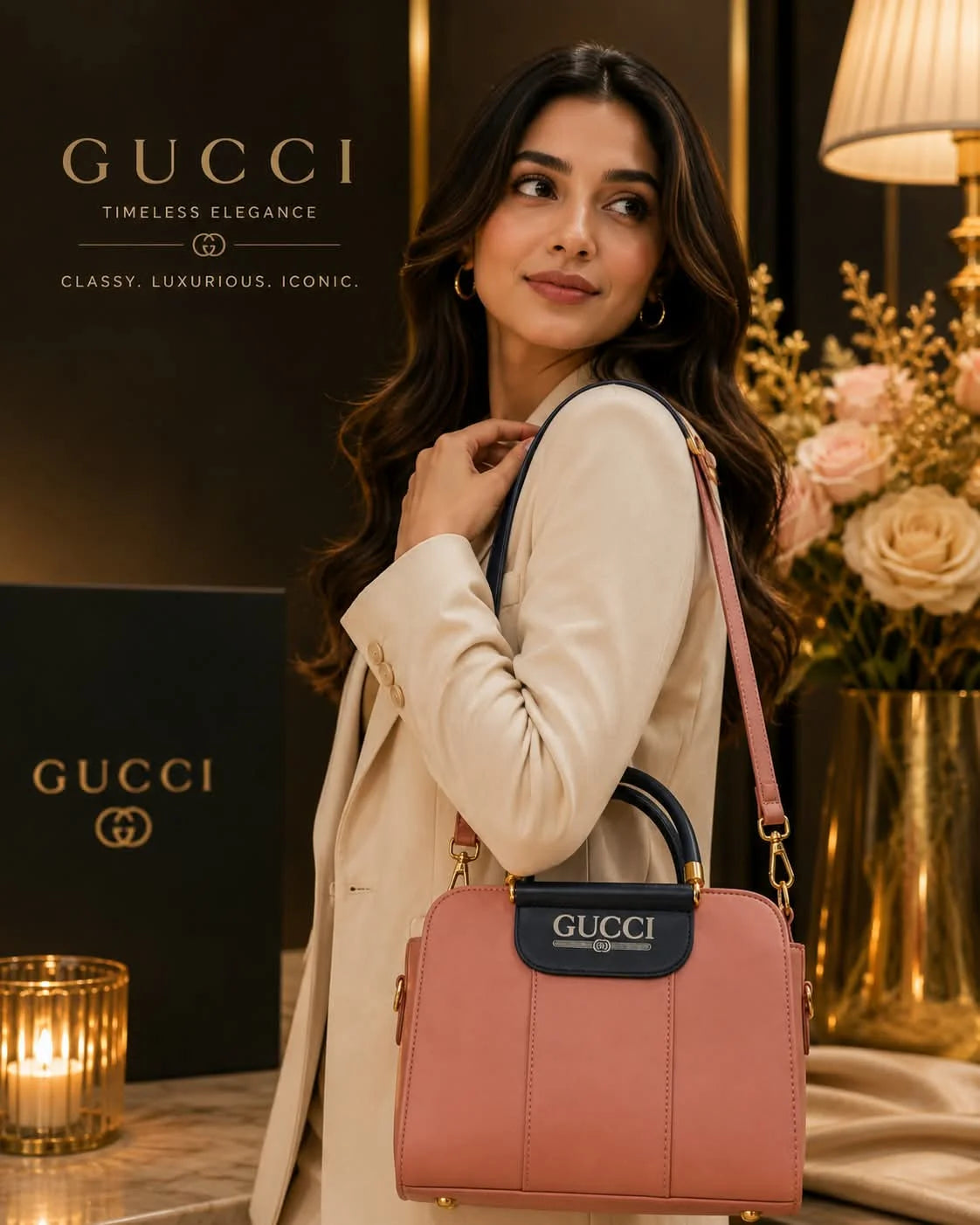 GUCCI Two Tone Top Handle Handbag
