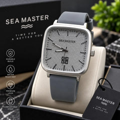 Sea Master Square Dial Silicone Strap Quartz Watch