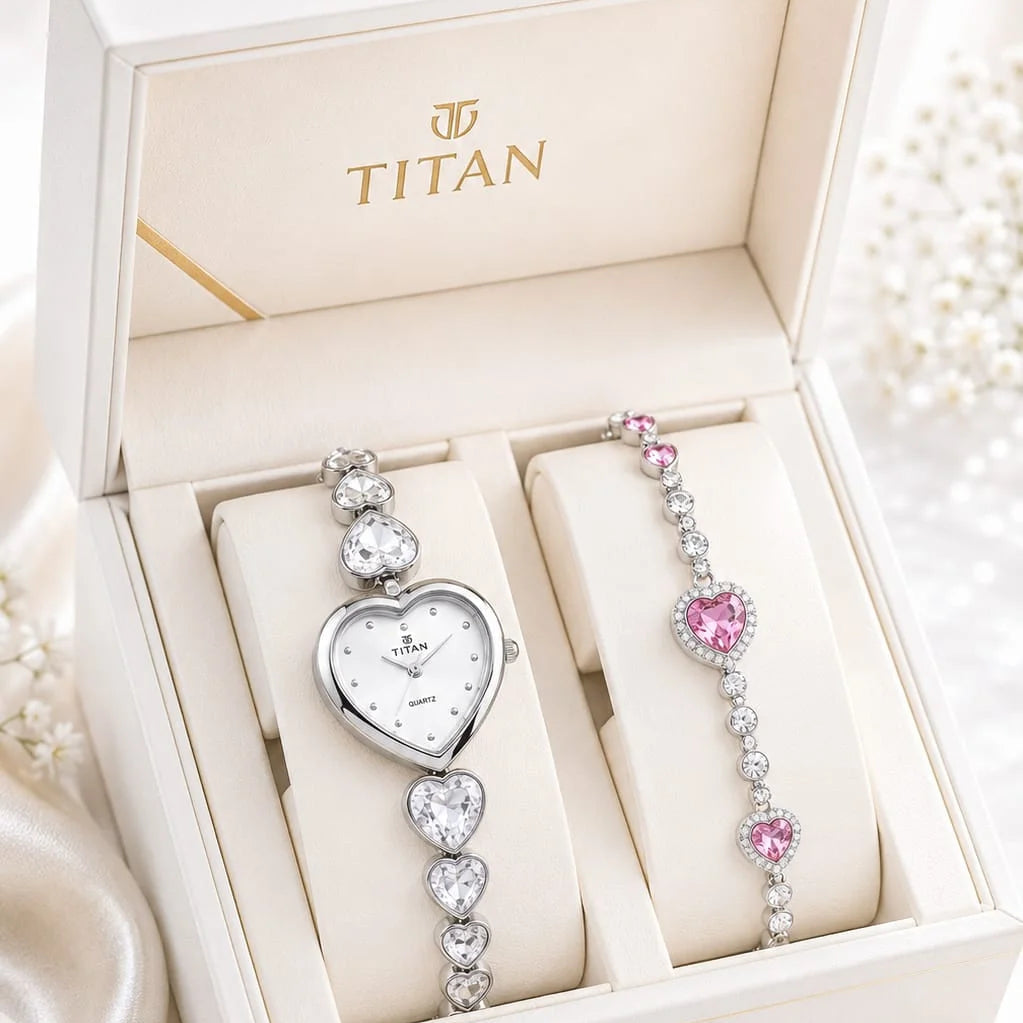 Titan Heart of Elegance Women Quartz Watch & Bracelet Set