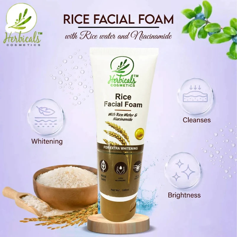 Herbicals Rice Face Wash for Extra Whitening - 100ml