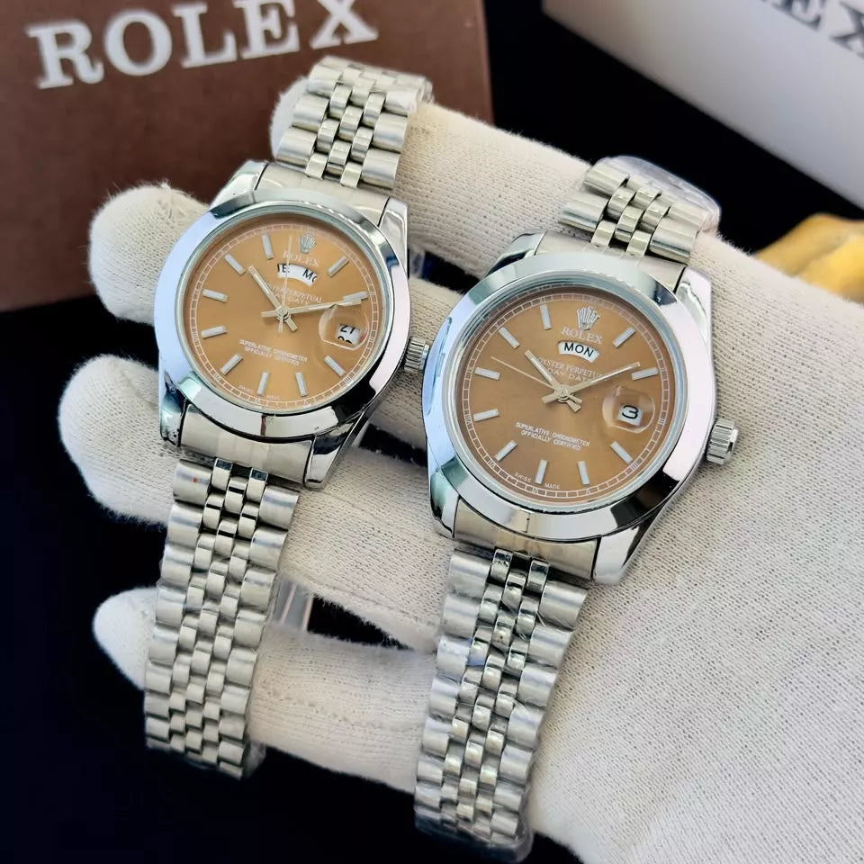 Rolex Datejust Style Couple Watches with Dark Dials