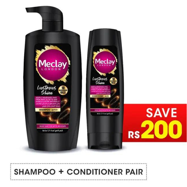 Meclay London Lustrous Shine Shampoo - 660ml + Conditioner Pair Box (Save Rupees 200)
