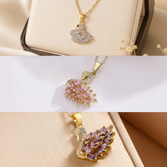 Golden Korean Style Swan Pendant Necklace
