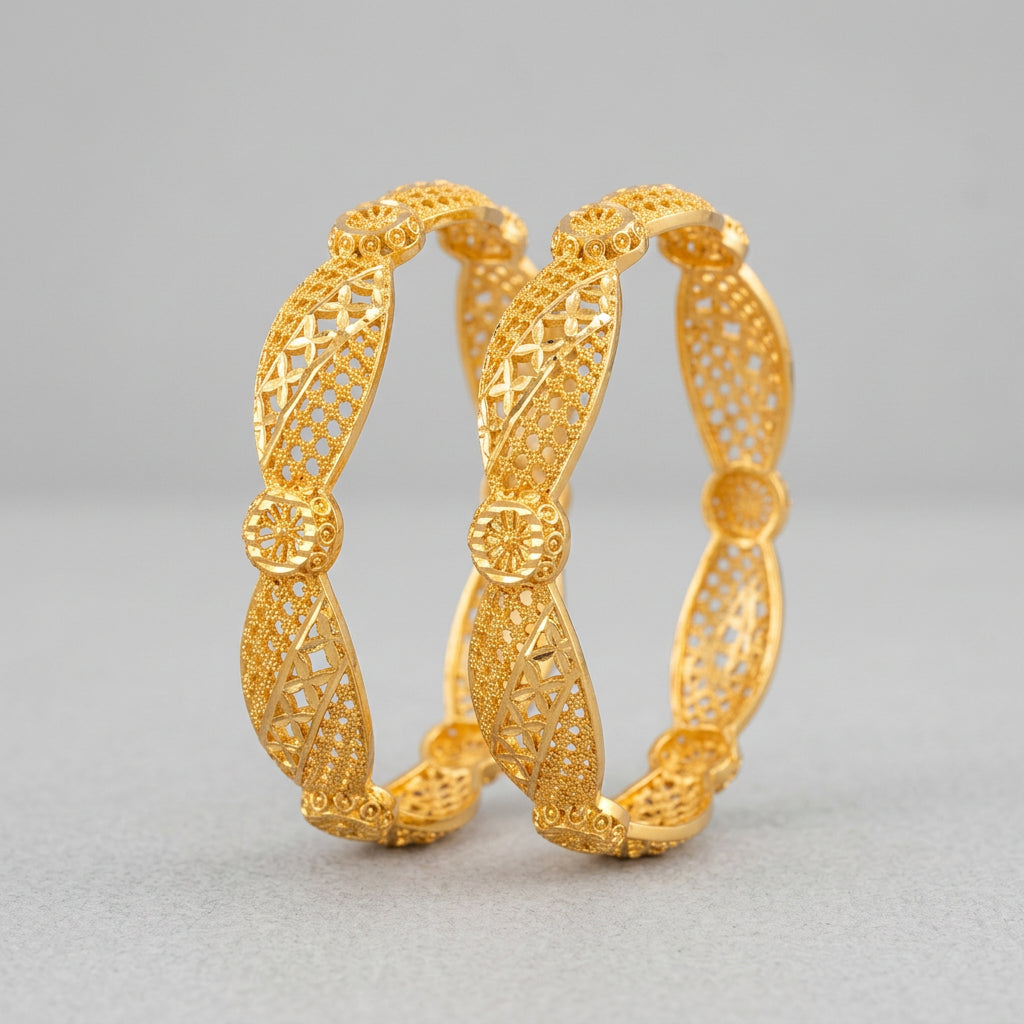 Gold Plated Traditional Cutout Bangles