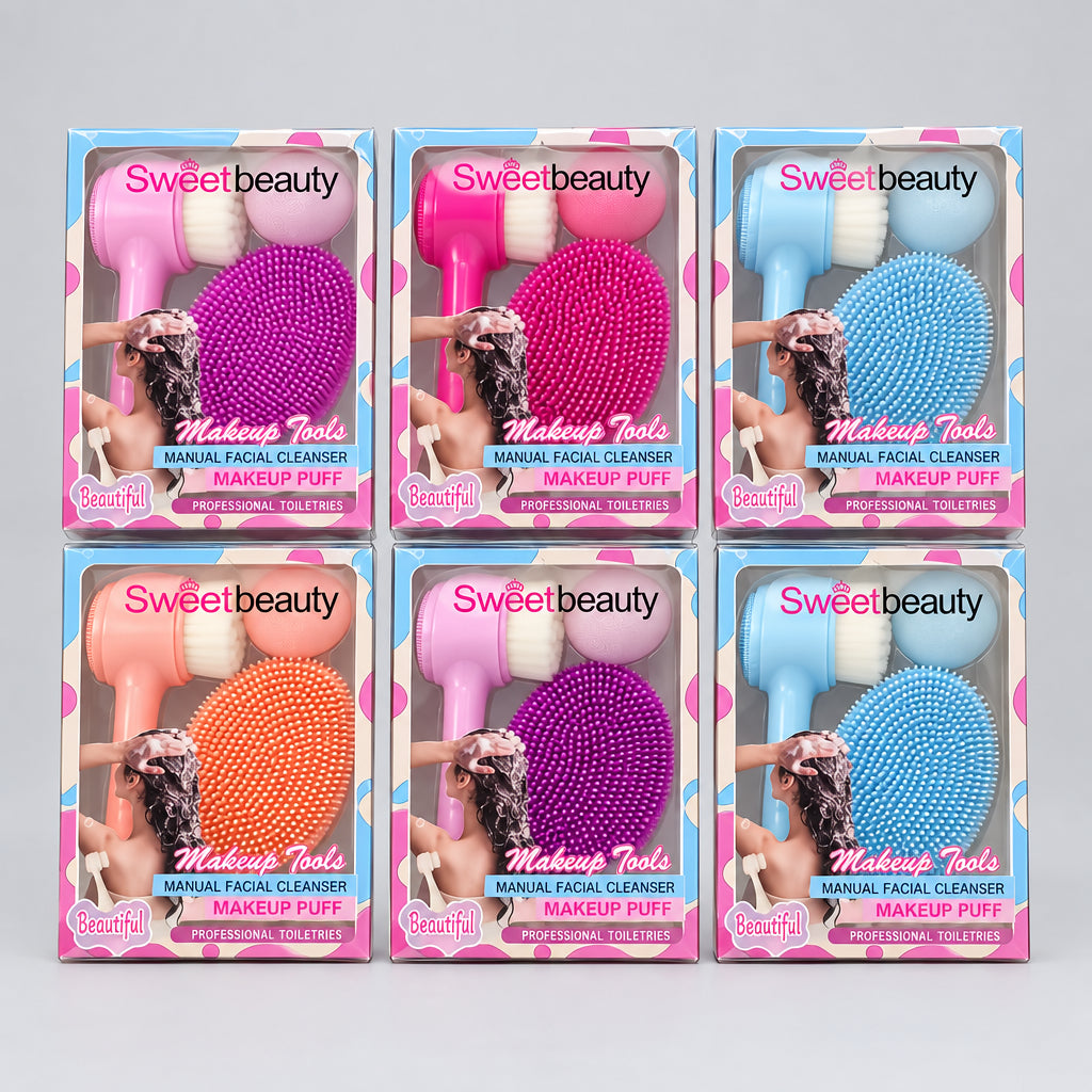 Sweet Beauty Manual Facial Cleanser and Makeup Puff Set