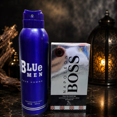 Blue Men Body Spray & Napoleon Boss Perfume Set - Pack of 2