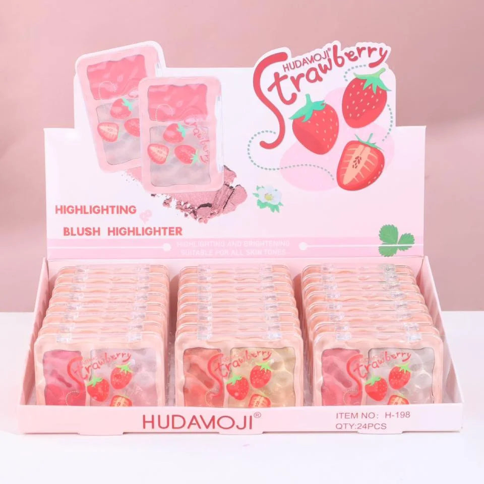 HUDAMOJI Strawberry Mineral Powder Blush & Highlighter Palette