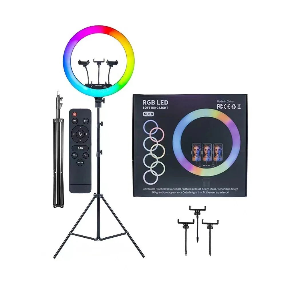 RGB Ring Light 18 inch with 7ft Tripod Stand for Phone Camera - MJ18