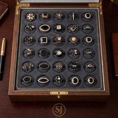 SJ Paris Luxury Black & Crystal Ring Collection